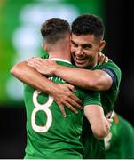 10 September 2019; Alan Browne is congratulated by his Republic of Ireland team-mate John Egan after scoring his side's opening goal during the 3 International Friendly match between Republic of Ireland and Bulgaria at Aviva Stadium, Lansdowne Road in Dublin. Photo by Stephen McCarthy/Sportsfile