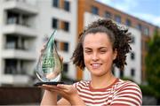 11 September 2019; Emma Duggan of Meath is pictured with The Croke Park / LGFA Player of the Month award for August, at The Croke Park in Jones Road, Dublin. Emma was in sparkling form for TG4 All-Ireland Finalists Meath during the month of August, scoring 3-2 against Wexford in the All-Ireland quarter-final, before contributing 1-5 in the semi-final victory over Roscommon. Emma and Meath are preparing for next Sunday’s Final against Tipperary at Croke Park. Photo by Piaras Ó Mídheach/Sportsfile