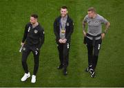 10 September 2019; Republic of Ireland players, from left, Alan Browne, Jack Byrne, and James McClean prior to the 3 International Friendly match between Republic of Ireland and Bulgaria at Aviva Stadium, Dublin. Photo by Ben McShane/Sportsfile