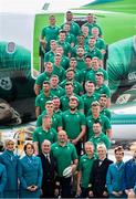 11 September 2019; Ireland players and head coach Joe Schmidt pose for a photo prior to the team's departure from Dublin Airport in advance of the Rugby World Cup in Japan. Photo by David Fitzgerald/Sportsfile