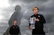 11 September 2019; Derry City's Greg Sloggett, right, and Dundalk's Dan Cleary in attendance during the EA SPORTS Cup Final Media Day at FAI Headquarters in Abbotstown, Dublin. Photo by Stephen McCarthy/Sportsfile