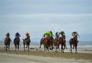 11 September 2019; Royal Admiral, right, with Mark O'Hare up, races alongside eventual second place War Hero, second right, with Barry O'Neill up, on their way to winning The O'Neills Sports Handicap during the Laytown Strand Races in Laytown, Co Meath. Photo by Seb Daly/Sportsfile