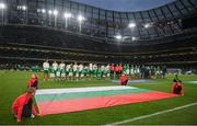 10 September 2019; Players line up for the anthems prior to the 3 International Friendly match between Republic of Ireland and Bulgaria at Aviva Stadium, Dublin. Photo by Eóin Noonan/Sportsfile