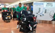 12 September 2019; Bundee Aki of Ireland on the squad's arrival in Hanada Airport in Tokyo ahead of the 2019 Rugby World Cup in Japan. Photo by Brendan Moran/Sportsfile