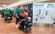 12 September 2019; Joey Carbery of Ireland on the squad's arrival in Hanada Airport in Tokyo ahead of the 2019 Rugby World Cup in Japan. Photo by Brendan Moran/Sportsfile