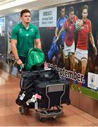 12 September 2019; Jacob Stockdale of Ireland on the squad's arrival in Hanada Airport in Tokyo ahead of the 2019 Rugby World Cup in Japan. Photo by Brendan Moran/Sportsfile