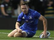 12 September 2019; Rory O'Loughlin of Leinster scores a try during the Pre-season friendly match between Northampton Saints and Leinster at Franklin Gardens in Northampton, England. Photo by Darren Staples/Sportsfile