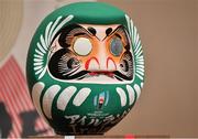 13 September 2019; A Daruma doll during the Ireland Rugby World Cup 2019 Welcome Ceremony at Mihama Bunka Hall Hall in Chiba Prefecture, Japan. Photo by Brendan Moran/Sportsfile