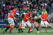 13 September 2019; Ollie Hassell-Collins of London Irish is tackled by John Hodnett of Munster during the Pre-season friendly match between Munster and London Irish at the Irish Independent Park in Cork.  Photo by Matt Browne/Sportsfile