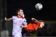 13 September 2019; Karl Moore of Shelbourne and Jamie Hollywood of Drogheda United during the SSE Airtricity League First Division match between Drogheda United and Shelbourne at United Park in Drogheda, Louth.  Photo by Stephen McCarthy/Sportsfile