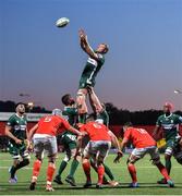 13 September 2019; Franco van der Merwe of London Irish takes the ball in the lineout during the Pre-season friendly match between Munster and London Irish at the Irish Independent Park in Cork.  Photo by Matt Browne/Sportsfile
