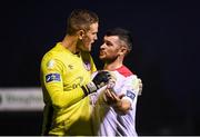 13 September 2019; Shelbourne goalkeeper Colin McCabe and team-mate Ryan Brennan during the SSE Airtricity League First Division match between Drogheda United and Shelbourne at United Park in Drogheda, Louth.  Photo by Stephen McCarthy/Sportsfile