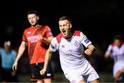 13 September 2019; Aidan Friel of Shelbourne celebrates after scoring his side's first goal during the SSE Airtricity League First Division match between Drogheda United and Shelbourne at United Park in Drogheda, Louth.  Photo by Stephen McCarthy/Sportsfile