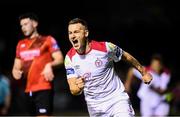 13 September 2019; Aidan Friel of Shelbourne celebrates after scoring his side's first goal during the SSE Airtricity League First Division match between Drogheda United and Shelbourne at United Park in Drogheda, Louth.  Photo by Stephen McCarthy/Sportsfile