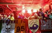 13 September 2019; Shelbourne supporters celebrate their first goal during the SSE Airtricity League First Division match between Drogheda United and Shelbourne at United Park in Drogheda, Louth.  Photo by Stephen McCarthy/Sportsfile