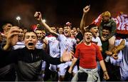 13 September 2019; Shelbourne players and supporters celebrate promotion to the SSE Airtricity League Premier Division following the SSE Airtricity League First Division match between Drogheda United and Shelbourne at United Park in Drogheda, Louth. Photo by Stephen McCarthy/Sportsfile