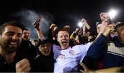 13 September 2019; Shane Farrell of Shelbourne with supporters as they celebrate promotion to the SSE Airtricity League Premier Division following the SSE Airtricity League First Division match between Drogheda United and Shelbourne at United Park in Drogheda, Louth. Photo by Stephen McCarthy/Sportsfile