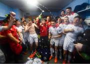 13 September 2019; Shelbourne players celebrate promotion to the SSE Airtricity League Premier Division following the SSE Airtricity League First Division match between Drogheda United and Shelbourne at United Park in Drogheda, Louth.  Photo by Stephen McCarthy/Sportsfile