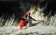 14 September 2019; Tommy Daly from Rockhoppers Kayak Club, Ireland, competing in the K1 Class A Over 49 Kayaks event during The 60th Liffey Descent on the River Liffey at Lucan Weir in Lucan, Co Dublin. Photo by Seb Daly/Sportsfile