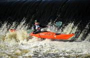 14 September 2019; Geoff Doherty from Canoeing Ireland, Ireland, competing in the K1 Class A Over 39 Kayaks event during The 60th Liffey Descent on the River Liffey at Lucan Weir in Lucan, Co Dublin. Photo by Seb Daly/Sportsfile