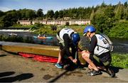 14 September 2019; Martyn Steele and Mike Thornton from Hemel Hempstead Canoe Club / Northampton Canoe and Kayak Club, United Kingdom, competing in the Canoe Class C2 Canoe Doubles event, attempt to fix their, canoe following damage, during The 60th Liffey Descent on the River Liffey at Lucan Weir in Lucan, Co Dublin. Photo by Seb Daly/Sportsfile