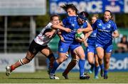 14 September 2019; Lindsay Peat of Leinster is tackled by Ilse Van Staden, left, and Lauren Maginnes of Ulster during the Women’s Interprovincial Championship Semi-Final match between Leinster and Ulster at St Mary's RFC in Templeogue, Dublin. Photo by Ben McShane/Sportsfile