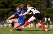 14 September 2019; Elise O'Byrne of Leinster is tackled by Ella Durkan of Ulster during the Women’s Interprovincial Championship Semi-Final match between Leinster and Ulster at St Mary's RFC in Templeogue, Dublin. Photo by Ben McShane/Sportsfile