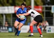 14 September 2019; Victoria Dabavonich O'Mahony of Leinster is tackled by Megan Brodie of Ulster during the Women’s Interprovincial Championship Semi-Final match between Leinster and Ulster at St Mary's RFC in Templeogue, Dublin. Photo by Ben McShane/Sportsfile