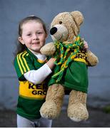 14 September 2019; Kerry supporter Shauna Walsh, age 4, from Brosna, Co Kerry prior to the GAA Football All-Ireland Senior Championship Final Replay match between Dublin and Kerry at Croke Park in Dublin. Photo by David Fitzgerald/Sportsfile