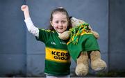 14 September 2019; Kerry supporter Shauna Walsh, age 4, from Brosna, Co Kerry prior to the GAA Football All-Ireland Senior Championship Final Replay match between Dublin and Kerry at Croke Park in Dublin. Photo by David Fitzgerald/Sportsfile