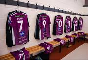14 September 2019; A general view of the Dundalk jerseys in the dressing room before the EA Sports Cup Final match between Derry City and Dundalk at Ryan McBride Brandywell Stadium in Derry. Photo by Oliver McVeigh/Sportsfile