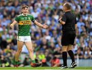 14 September 2019; David Clifford of Kerry remonstrates with Referee Conor Lane during the GAA Football All-Ireland Senior Championship Final Replay match between Dublin and Kerry at Croke Park in Dublin. Photo by Ramsey Cardy/Sportsfile