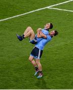 14 September 2019; Michael Darragh MacAuley celebrates with team-mate David Byrne after the GAA Football All-Ireland Senior Championship Final Replay match between Dublin and Kerry at Croke Park in Dublin. Photo by Daire Brennan/Sportsfile