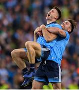 14 September 2019; Michael Darragh Macauley, left, celebrates with team-mate David Byrne of Dublin following the GAA Football All-Ireland Senior Championship Final Replay match between Dublin and Kerry at Croke Park in Dublin. Photo by Eóin Noonan/Sportsfile