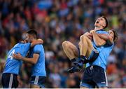 14 September 2019; Michael Darragh Macauley, left, celebrates with team-mate David Byrne of Dublin following the GAA Football All-Ireland Senior Championship Final Replay match between Dublin and Kerry at Croke Park in Dublin. Photo by Eóin Noonan/Sportsfile