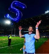 14 September 2019; Michael Darragh MacAuley of Dublin celebrates with a 5 balloon following the GAA Football All-Ireland Senior Championship Final Replay match between Dublin and Kerry at Croke Park in Dublin. Photo by David Fitzgerald/Sportsfile