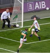 14 September 2019; Stephen Cluxton of Dublin saves a shot from Stephen O'Brien of Kerry during the GAA Football All-Ireland Senior Championship Final Replay match between Dublin and Kerry at Croke Park in Dublin. Photo by Daire Brennan/Sportsfile