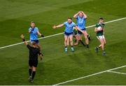 14 September 2019; Dublin players, left to right, Jonny Cooper, Philip McMahon, and Brian Fenton react to a decision by Referee Conor Lane during the GAA Football All-Ireland Senior Championship Final Replay match between Dublin and Kerry at Croke Park in Dublin. Photo by Daire Brennan/Sportsfile