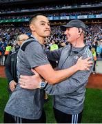 14 September 2019; Dublin manager Jim Gavin, right, and forwards coach Jason Sherlock congratulate each other following the GAA Football All-Ireland Senior Championship Final Replay between Dublin and Kerry at Croke Park in Dublin. Photo by Seb Daly/Sportsfile