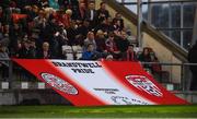 14 September 2019; A general view of a Derry City flag during the EA Sports Cup Final match between Derry City and Dundalk at Ryan McBride Brandywell Stadium in Derry. Photo by Oliver McVeigh/Sportsfile