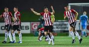 14 September 2019; Ciarán Coll of Derry City gestures to the crowd after his side's second goal, scored by Junior Ogedi-Uzokwe, during the EA Sports Cup Final match between Derry City and Dundalk at Ryan McBride Brandywell Stadium in Derry. Photo by Oliver McVeigh/Sportsfile