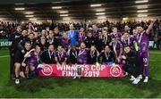 14 September 2019; Dundalk players celebrate after the EA Sports Cup Final match between Derry City and Dundalk at Ryan McBride Brandywell Stadium in Derry. Photo by Oliver McVeigh/Sportsfile