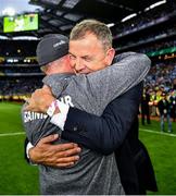 14 September 2019; Dublin manager Jim Gavin and John Costello, CEO of the Dublin County Board, celebrate after the GAA Football All-Ireland Senior Championship Final Replay match between Dublin and Kerry at Croke Park in Dublin. Photo by Ray McManus/Sportsfile