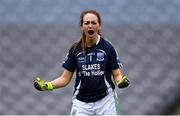 15 September 2019; Fermanagh goalkeeper Shauna Murphy celebrates her side's first goal, that was scored by team-mate Lisa Maguire, during the TG4 All-Ireland Ladies Football Junior Championship Final match between Fermanagh and Louth at Croke Park in Dublin. Photo by Piaras Ó Mídheach/Sportsfile