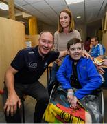 15 September 2019; Lorraine and Shane Sheehan, age 14, from Ballyduff, Co Kerry pictured with Dublin manager Jim Gavin on a visit by the All-Ireland Senior Football Champions to the Children's Health Ireland at Crumlin in Dublin. Photo by David Fitzgerald/Sportsfile