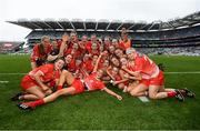 15 September 2019; Louth players celebrate following the TG4 All-Ireland Ladies Football Junior Championship Final match between Fermanagh and Louth at Croke Park in Dublin. Photo by Stephen McCarthy/Sportsfile