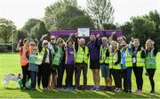 14 September 2019; David Gillick with Park Run stewards pictured at the Navan parkrun at Blackwater Park, in Navan, Co. Meath, where Vhi hosted a special event to celebrate their partnership with parkrun Ireland. Vhi ambassador and Olympian David Gillick was on hand to lead the warm up for parkrun participants before completing the 5km free event. Parkrunners enjoyed refreshments post event at the Vhi Rehydrate, Relax, Refuel and Reward areas. Parkrun in partnership with Vhi support local communities in organising free, weekly, timed 5k runs every Saturday at 9.30am. To register for a parkrun near you visit www.parkrun.ie.  Photo by Matt Browne/Sportsfile