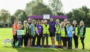 14 September 2019; David Gillick with Park Run stewards pictured at the Navan parkrun at Blackwater Park, in Navan, Co. Meath, where Vhi hosted a special event to celebrate their partnership with parkrun Ireland. Vhi ambassador and Olympian David Gillick was on hand to lead the warm up for parkrun participants before completing the 5km free event. Parkrunners enjoyed refreshments post event at the Vhi Rehydrate, Relax, Refuel and Reward areas. Parkrun in partnership with Vhi support local communities in organising free, weekly, timed 5k runs every Saturday at 9.30am. To register for a parkrun near you visit www.parkrun.ie.  Photo by Matt Browne/Sportsfile