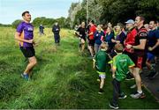 14 September 2019; David Gillick with Participants pictured at the Navan parkrun at Blackwater Park, in Navan, Co. Meath, where Vhi hosted a special event to celebrate their partnership with parkrun Ireland. Vhi ambassador and Olympian David Gillick was on hand to lead the warm up for parkrun participants before completing the 5km free event. Parkrunners enjoyed refreshments post event at the Vhi Rehydrate, Relax, Refuel and Reward areas. Parkrun in partnership with Vhi support local communities in organising free, weekly, timed 5k runs every Saturday at 9.30am. To register for a parkrun near you visit www.parkrun.ie.  Photo by Matt Browne/Sportsfile