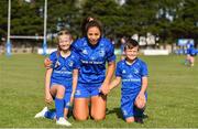 14 September 2019; Leinster captain Sene Naoupu with mascots Fiona Armstong, left, and Ben Armstrong ahead of the Women’s Interprovincial Championship Semi-Final match between Leinster and Ulster at St Mary's RFC in Templeogue, Dublin. Photo by Ben McShane/Sportsfile